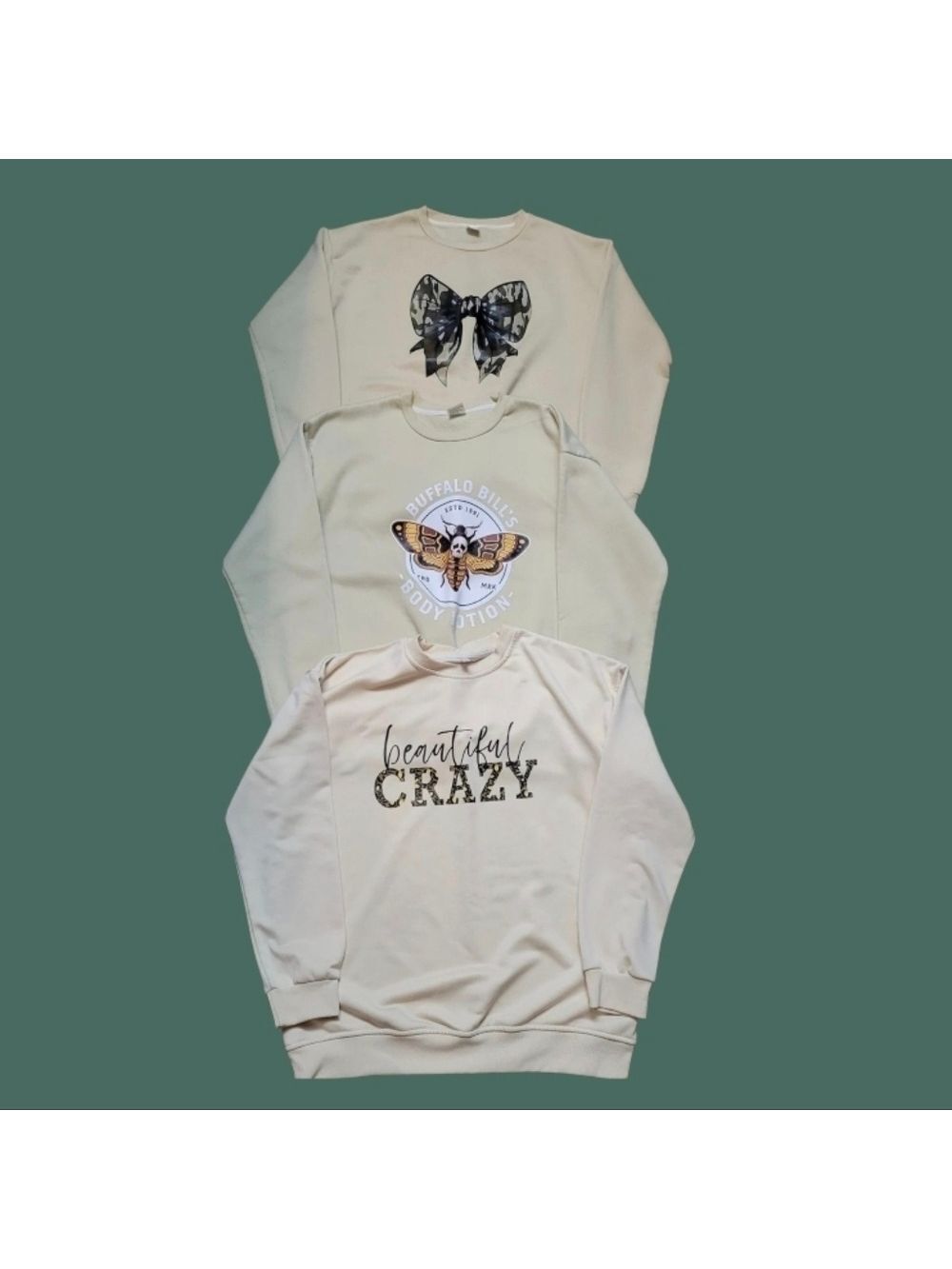 Cream Graphic Sweatshirts Set Size L